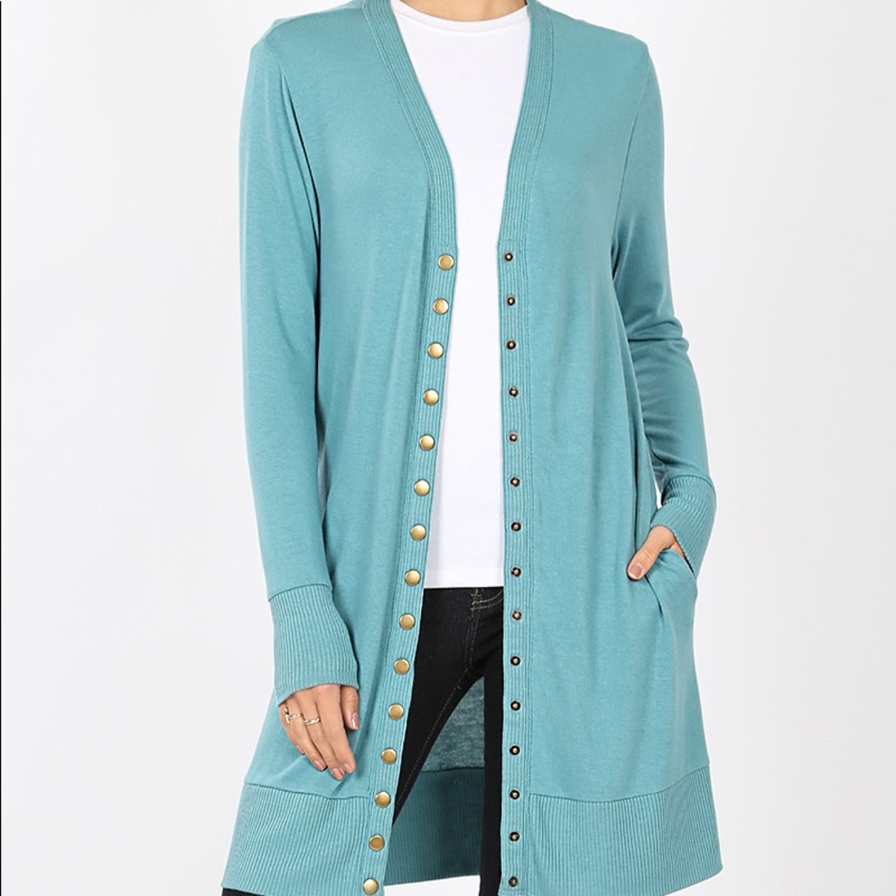 Zenana Thigh Length Snap Cardigan